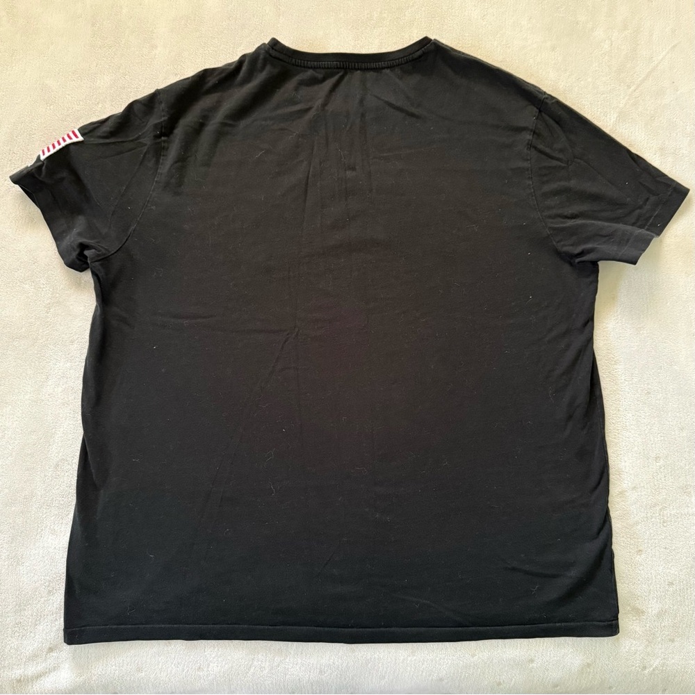 Polo Ralph Lauren Black Spellout Logo T-Shirt USA Flag Sleeve - Picture 3 of 9